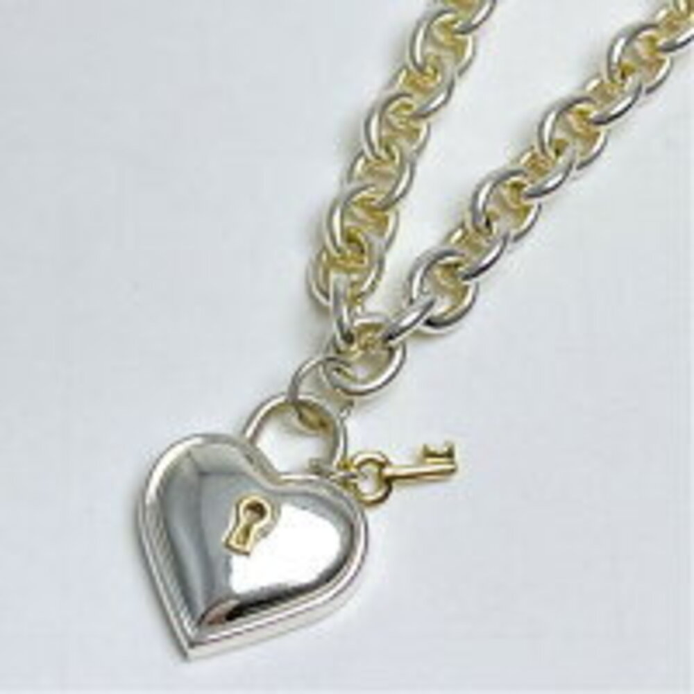 Tiffany Heart Lock Combination Necklace Choker Sterling Silver